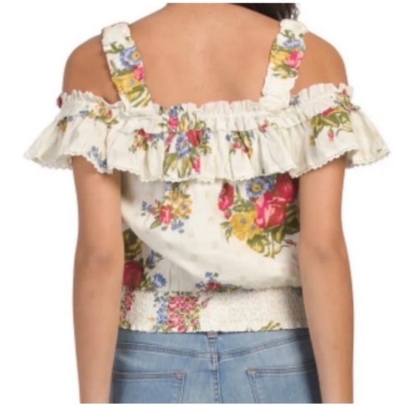 House Of Harlow 1960 Helena Ivory Floral Ruffle Crop Top Size Medium - Picture 3 of 13